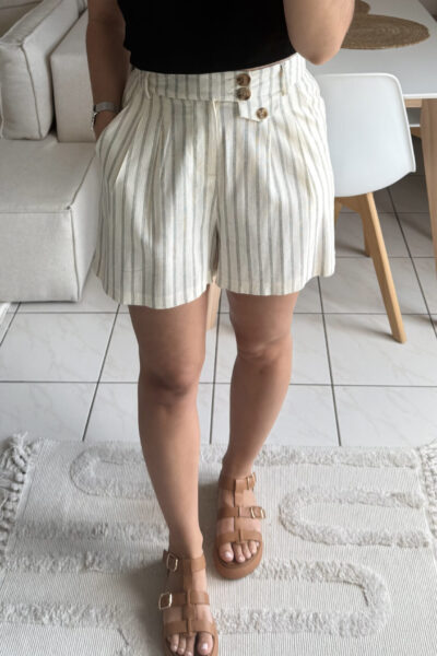 Short à rayures lin et coton