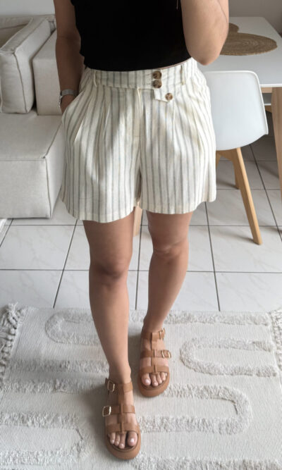 Short à rayures lin et coton
