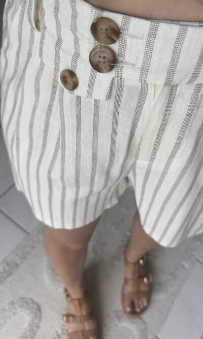 Short à rayures lin et coton