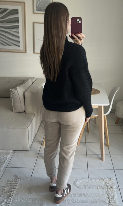 Pull noir côtelé