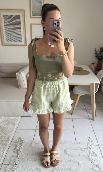 Short vichy vert 100% coton