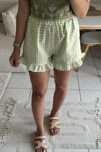 Short vichy vert 100% coton