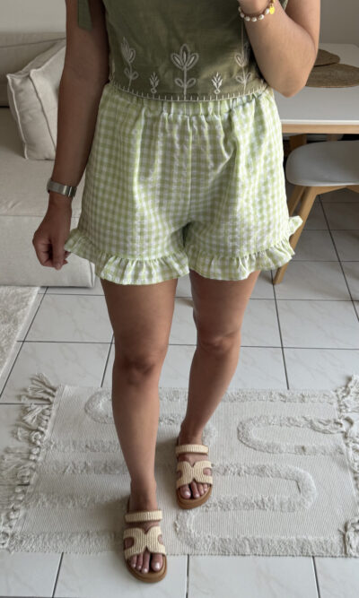 Short vichy vert 100% coton