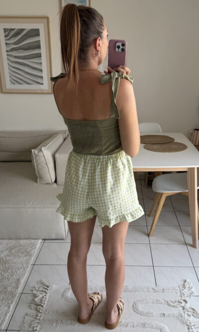 Short vichy vert 100% coton
