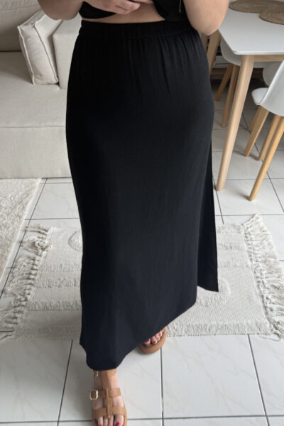 Jupe longue noir lin et coton