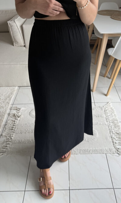 Jupe longue noir lin et coton