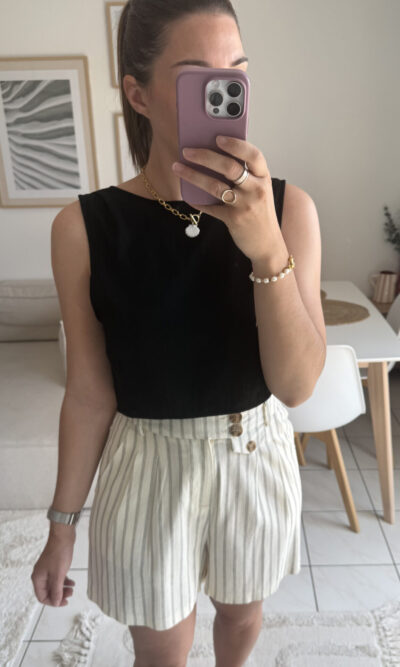 Crop top noir lin dos nu