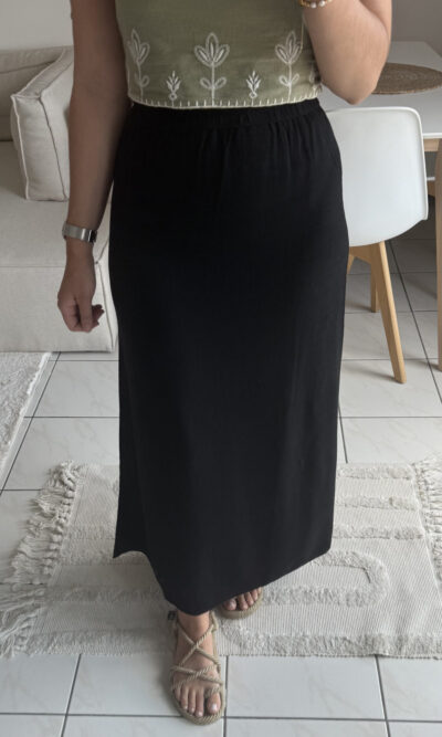 Jupe longue noir coton et lin