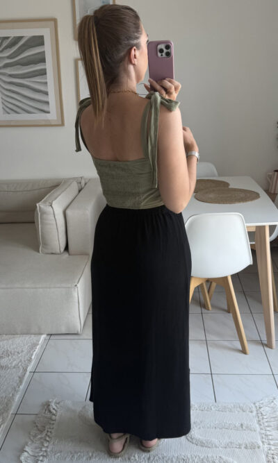 Jupe longue noir coton et lin