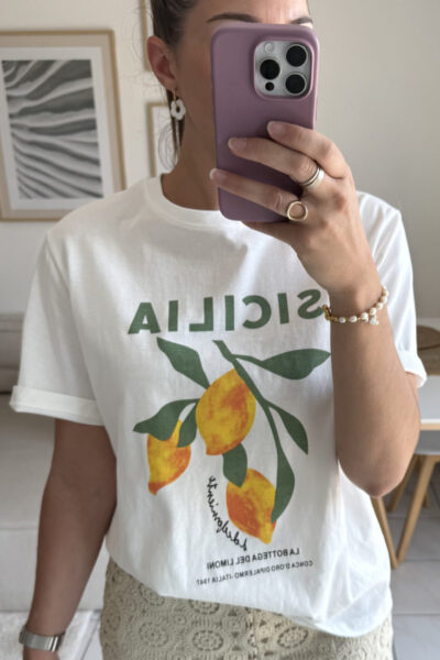 T-shirt 100% coton imprimés citrons
