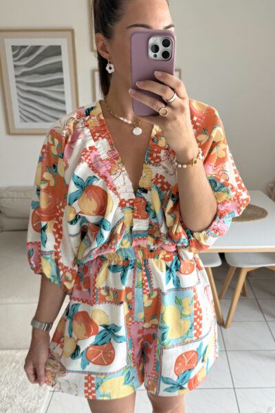 Combishort agrumes colorée coton