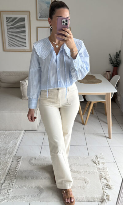 Jean flare écru