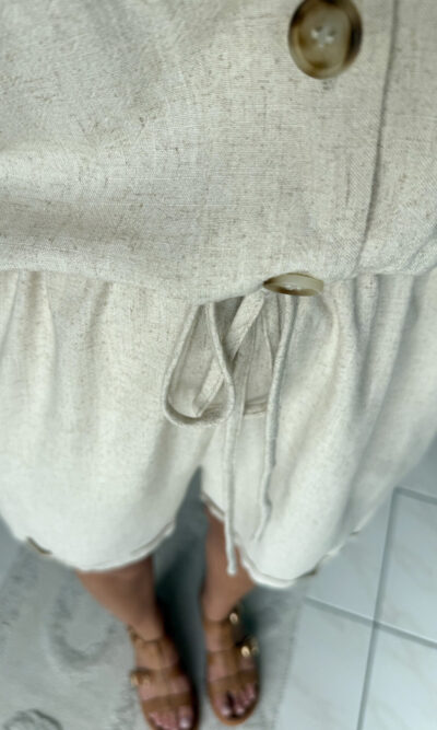 Combishort beige chiné lin et coton