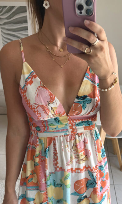 Robe longue coton motifs agrumes
