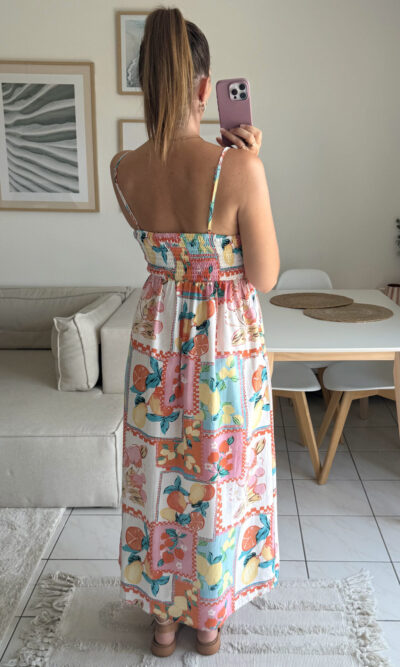 Robe longue coton motifs agrumes