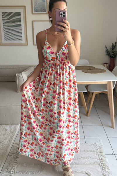 Robe longue ample colorée et fleurie