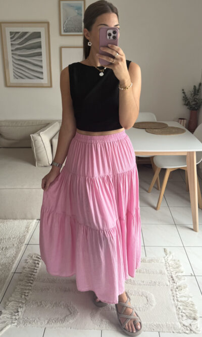 Jupe longue rose bohème