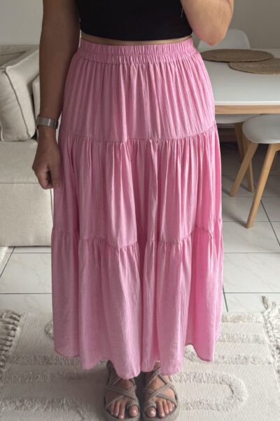 Jupe longue rose bohème