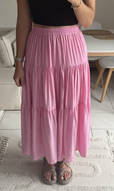 Jupe longue rose bohème