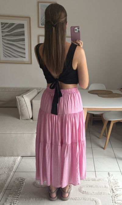 Jupe longue rose bohème