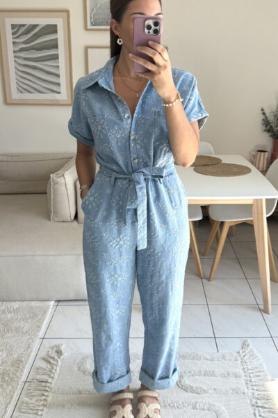 Combi-pantalon casual en denim léger