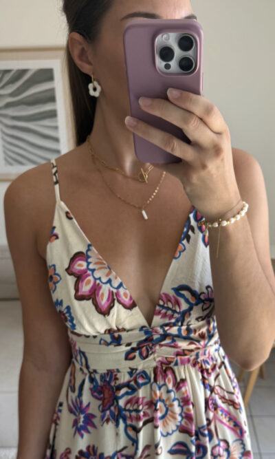Robe longue motifs floraux, bretelles réglables
