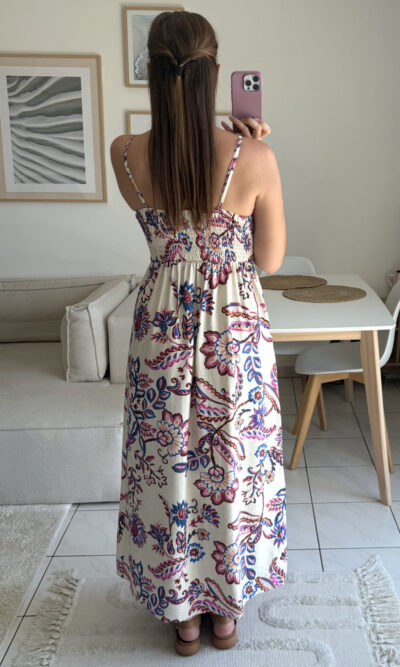 Robe longue motifs floraux, bretelles réglables