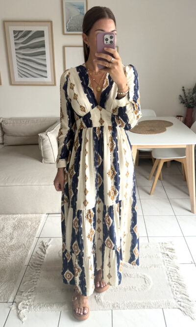Robe élégante bohème couleurs automnales