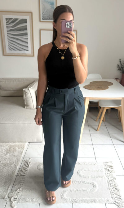 Pantalon tailleur vert sapin