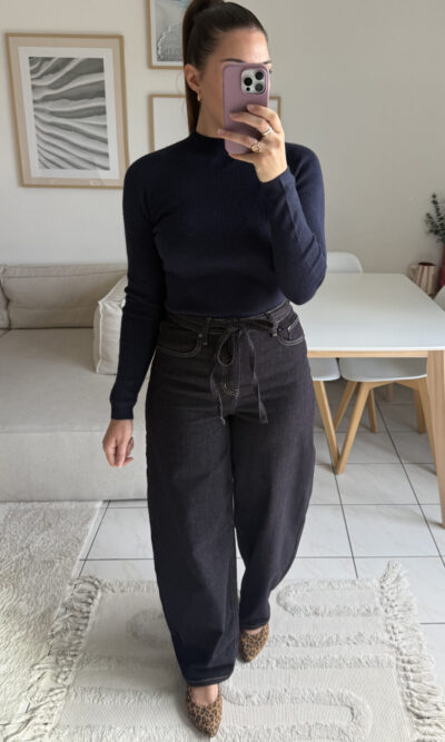 Pull fin bleu marine