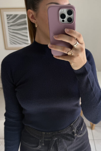 Pull fin bleu marine