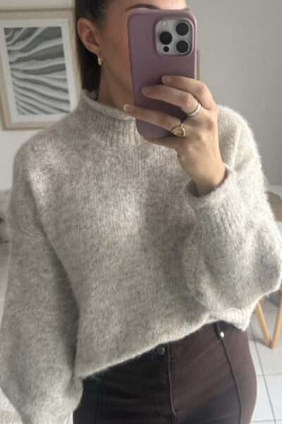 Pull taupe manches ballons