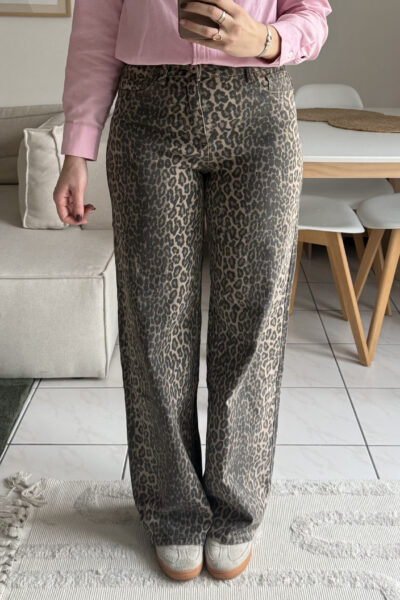 Jean dad fit léopard