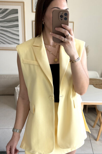 Blazer sans manche jaune pastel