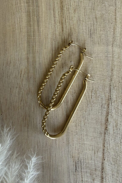Boucles d'oreilles créoles ovales torsadées