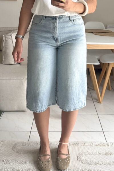 Bermuda tendance en jean bleu