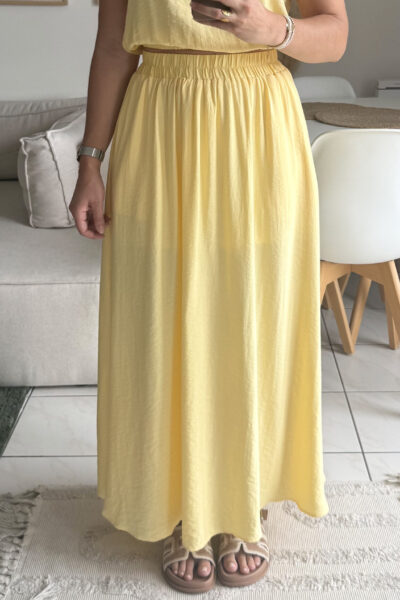 Jupe longue jaune doublée