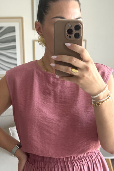 Top sans manche vieux rose